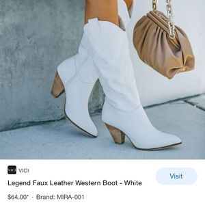 Legend Faux Leather Western Boot - White